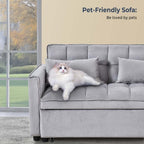 Canapé-lit 3 en 1 en velours avec dossier réglable