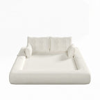 Canapé-lit 3 en 1 en tissu Teddy rempli de mousse