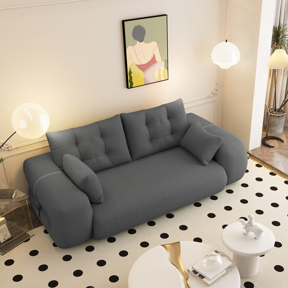 Canapé-lit 3 en 1 en tissu Teddy rempli de mousse