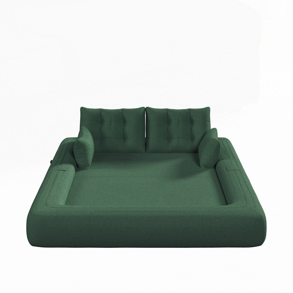 Canapé-lit 3 en 1 en tissu Teddy rempli de mousse