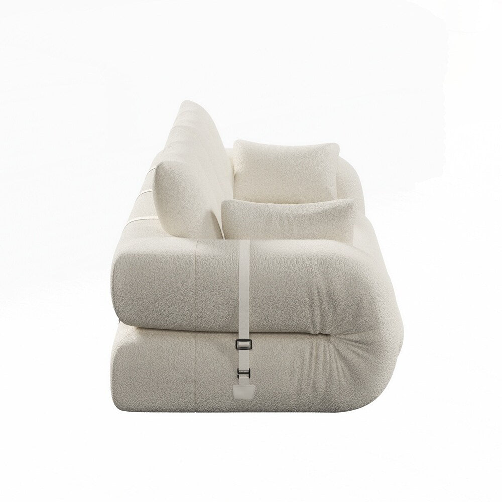 Canapé-lit 3 en 1 en tissu Teddy rempli de mousse