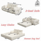 Canapé-lit 3 en 1 en tissu Teddy rempli de mousse