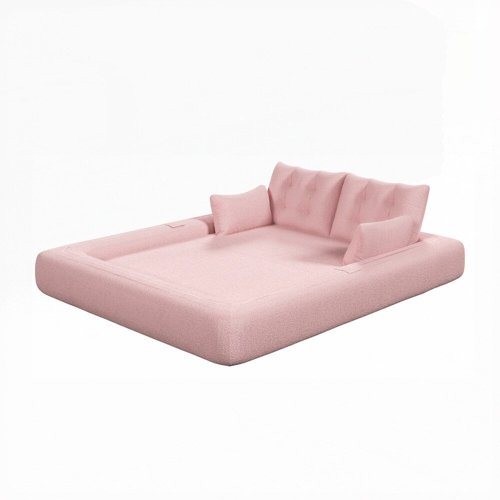 Canapé-lit 3 en 1 en tissu Teddy rempli de mousse