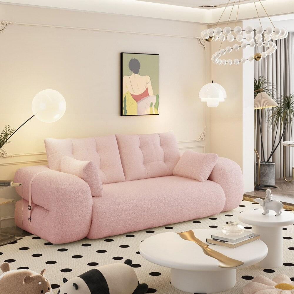 Canapé-lit 3 en 1 en tissu Teddy rempli de mousse