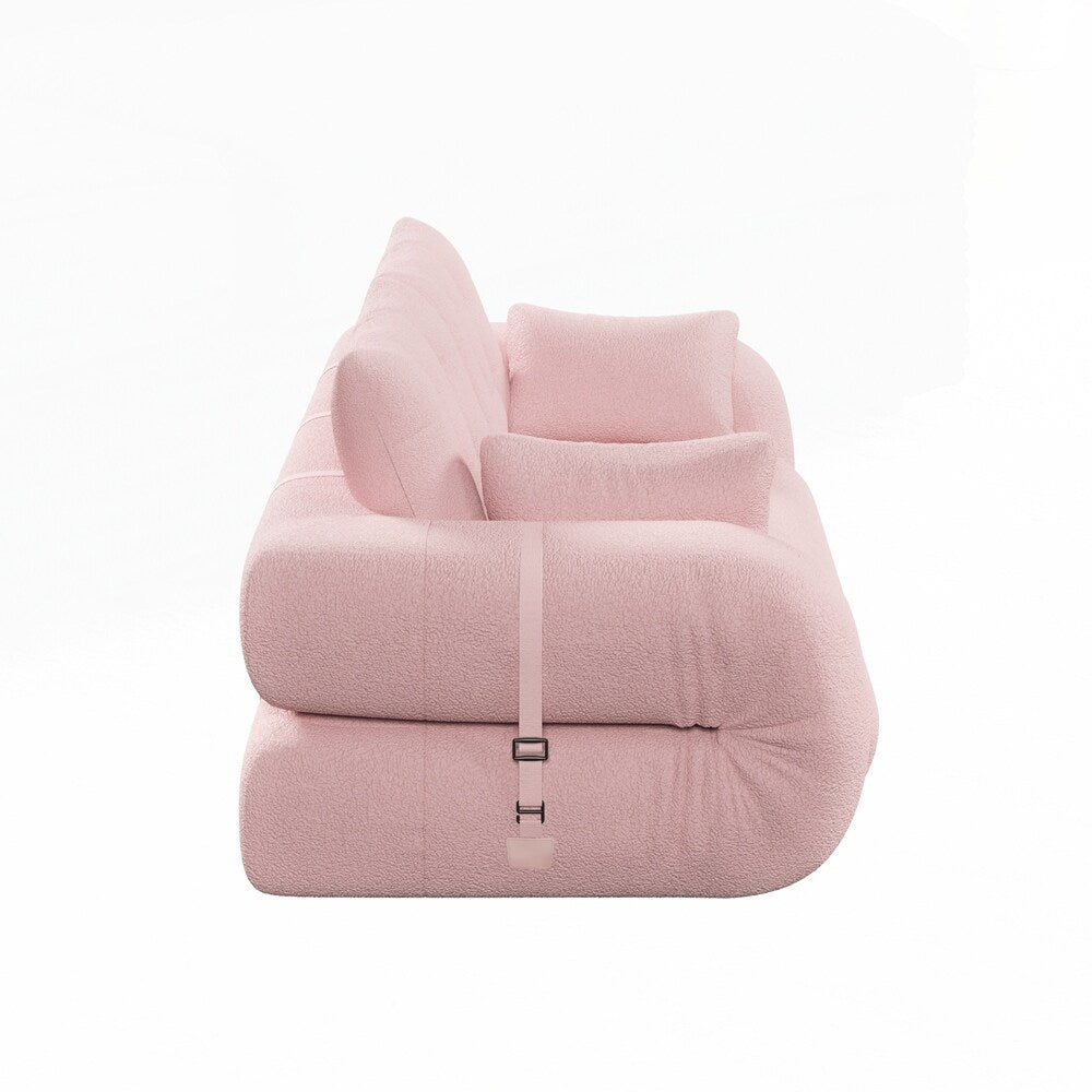 Canapé-lit 3 en 1 en tissu Teddy rempli de mousse