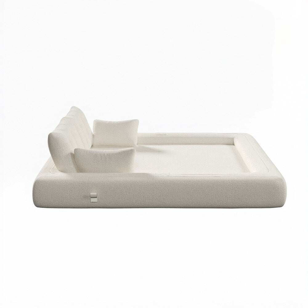 Canapé-lit 3 en 1 en tissu Teddy rempli de mousse