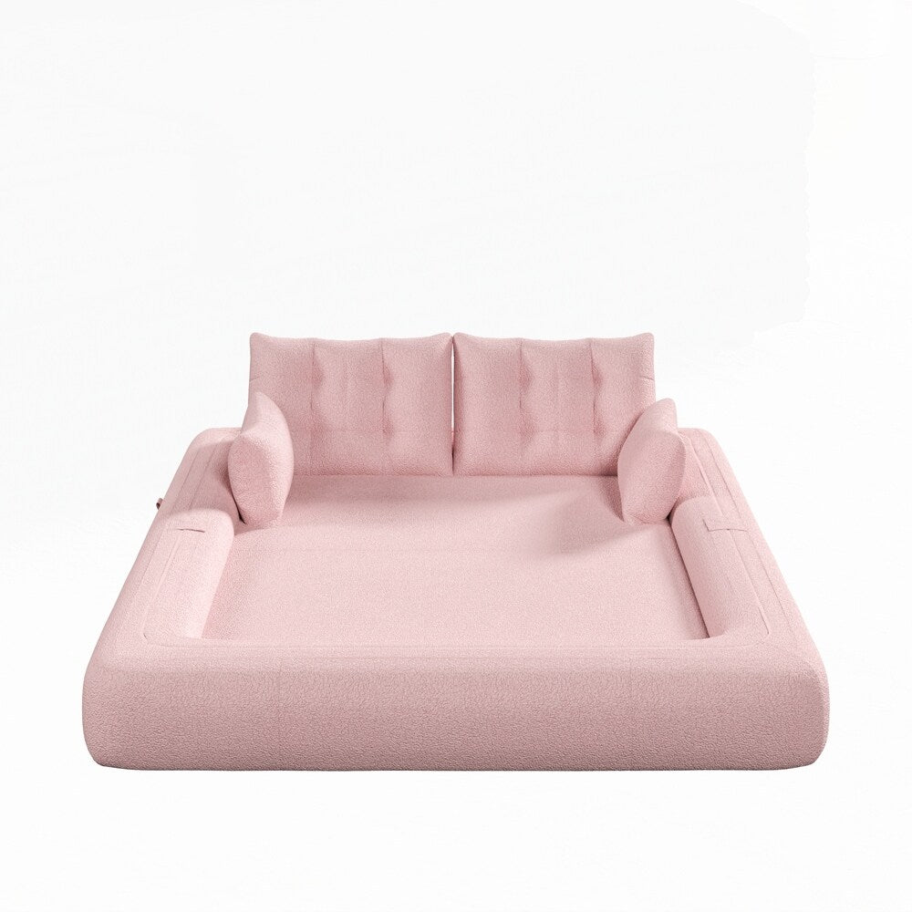 Canapé-lit 3 en 1 en tissu Teddy rempli de mousse