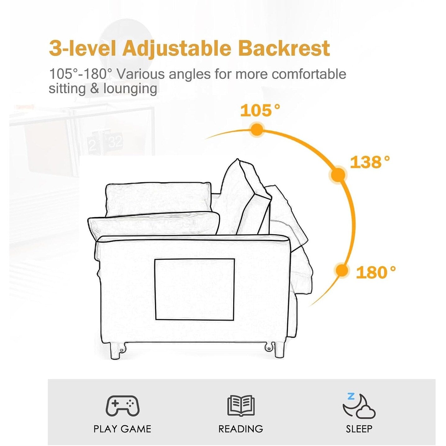 Canapé-lit 3 en 1 en velours - Canapé-lit gigogne avec dossier réglable, accoudoirs et poches de rangement pour le salon