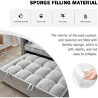 Canapé-lit 3 en 1 en velours - Canapé-lit gigogne avec dossier réglable, accoudoirs et poches de rangement pour le salon