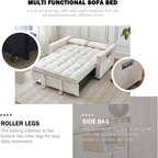 Canapé-lit 3 en 1 en velours - Canapé-lit gigogne avec dossier réglable, accoudoirs et poches de rangement pour le salon