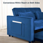 Canapé-lit 3 en 1 en velours avec dossier réglable