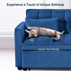 Canapé-lit 3 en 1 en velours avec dossier réglable