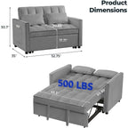 Canapé-lit 3 en 1 en velours avec dossier réglable