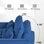 Canapé-lit 3 en 1 en velours avec dossier réglable