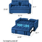 Canapé-lit 3 en 1 en velours avec dossier réglable