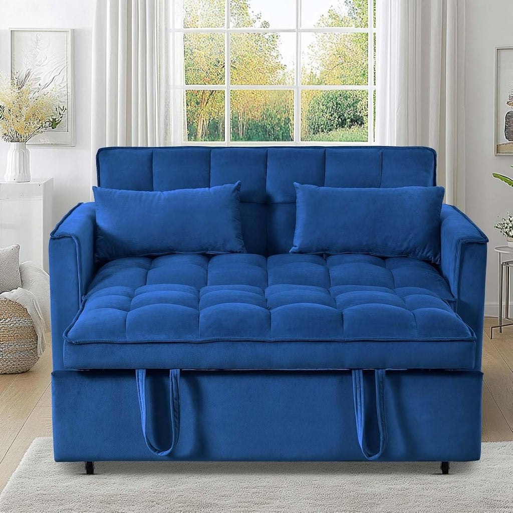 Canapé-lit 3 en 1 en velours avec dossier réglable