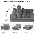 Canapé-lit 3 en 1 en velours avec dossier réglable