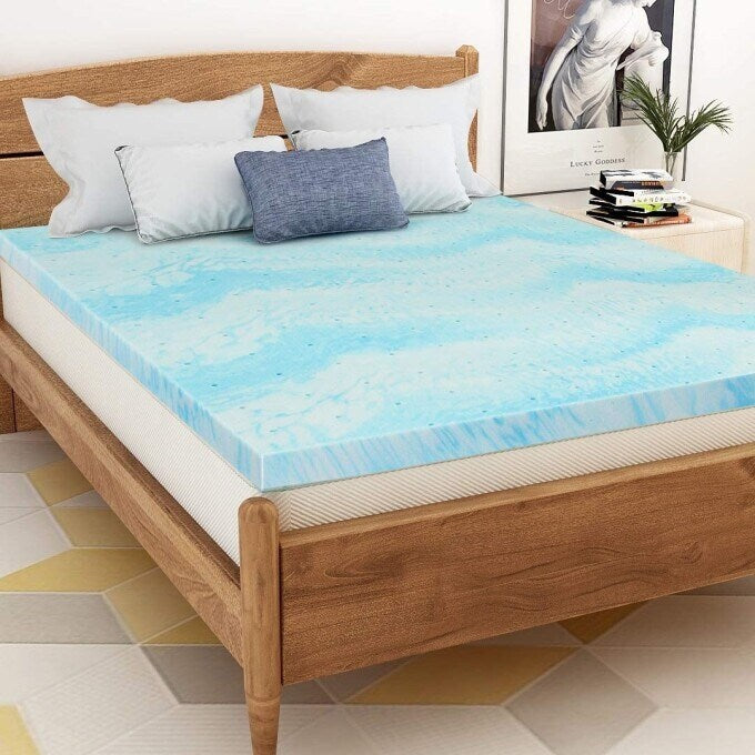 Matelas en mousse à mémoire de forme lisse bleu de 3 pouces d'épaisseur