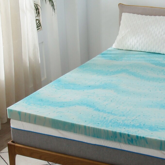 Matelas en mousse à mémoire de forme lisse bleu de 3 pouces d'épaisseur