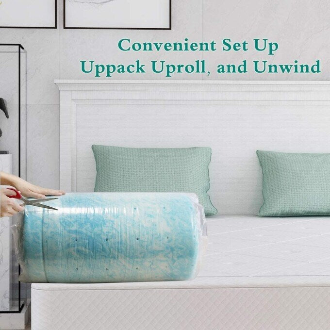 Matelas en mousse à mémoire de forme lisse bleu de 3 pouces d'épaisseur