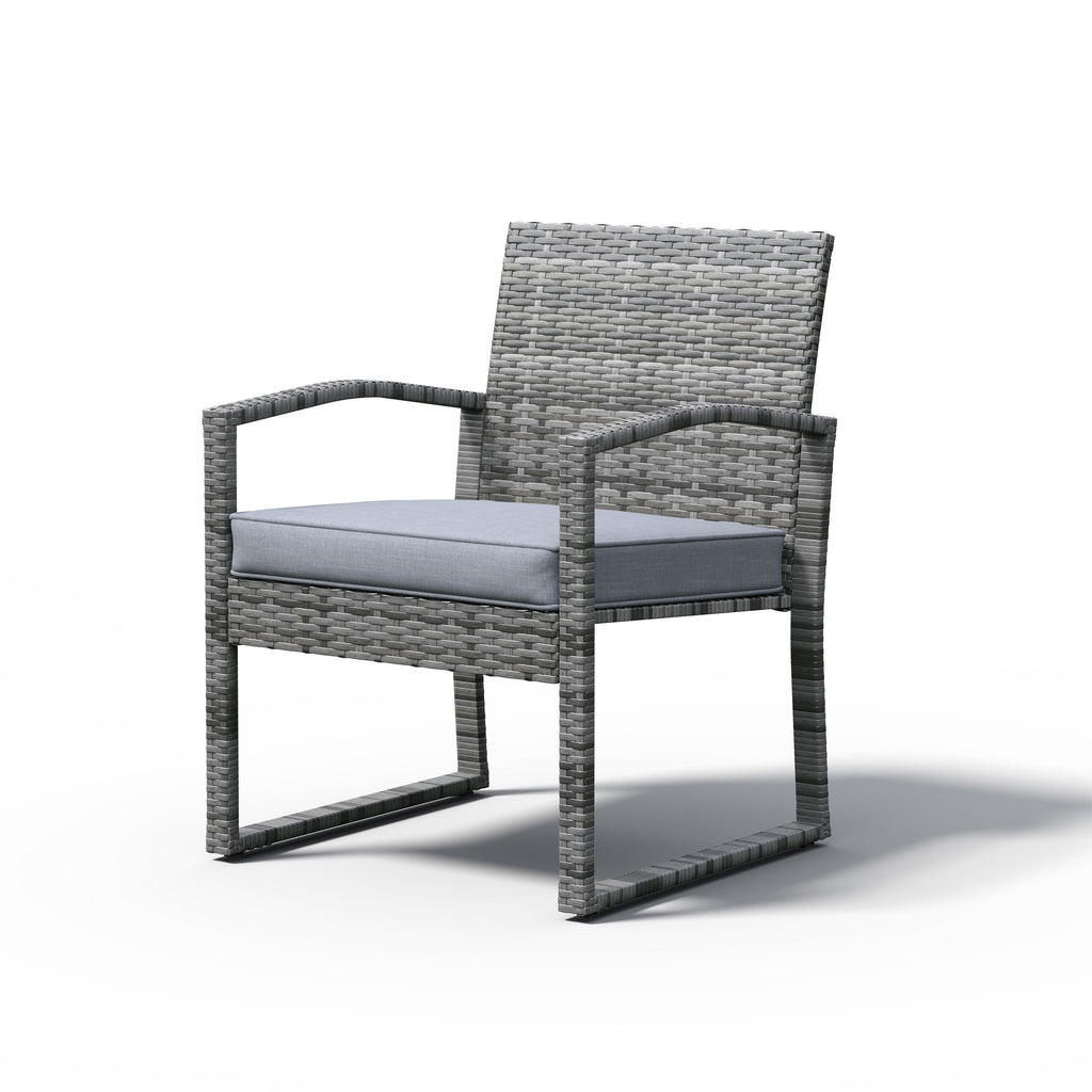 Ensemble de conversation d'extérieur en osier rembourré, 3 pièces