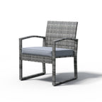 Ensemble de conversation d'extérieur en osier rembourré, 3 pièces