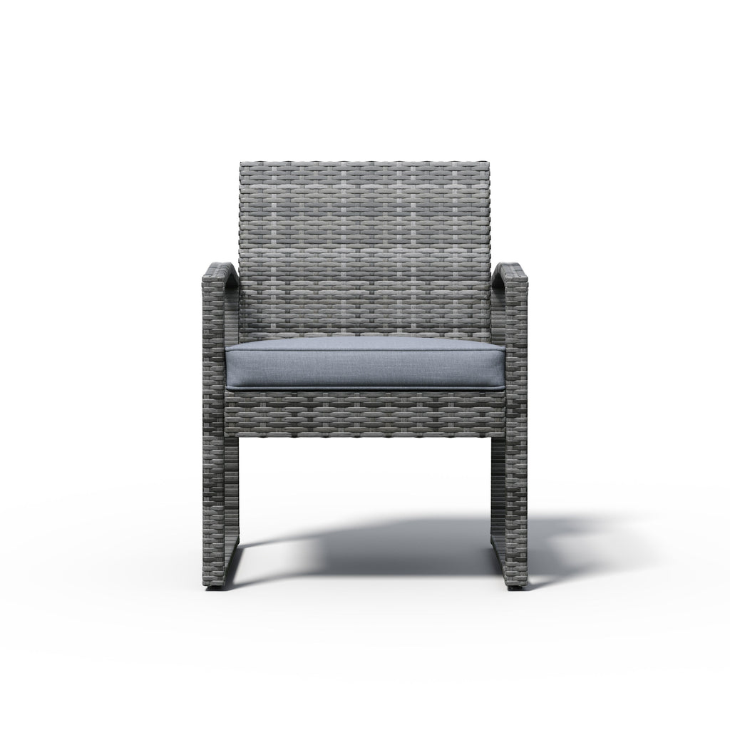 Ensemble de conversation d'extérieur en osier rembourré, 3 pièces