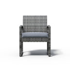 Ensemble de conversation d'extérieur en osier rembourré, 3 pièces