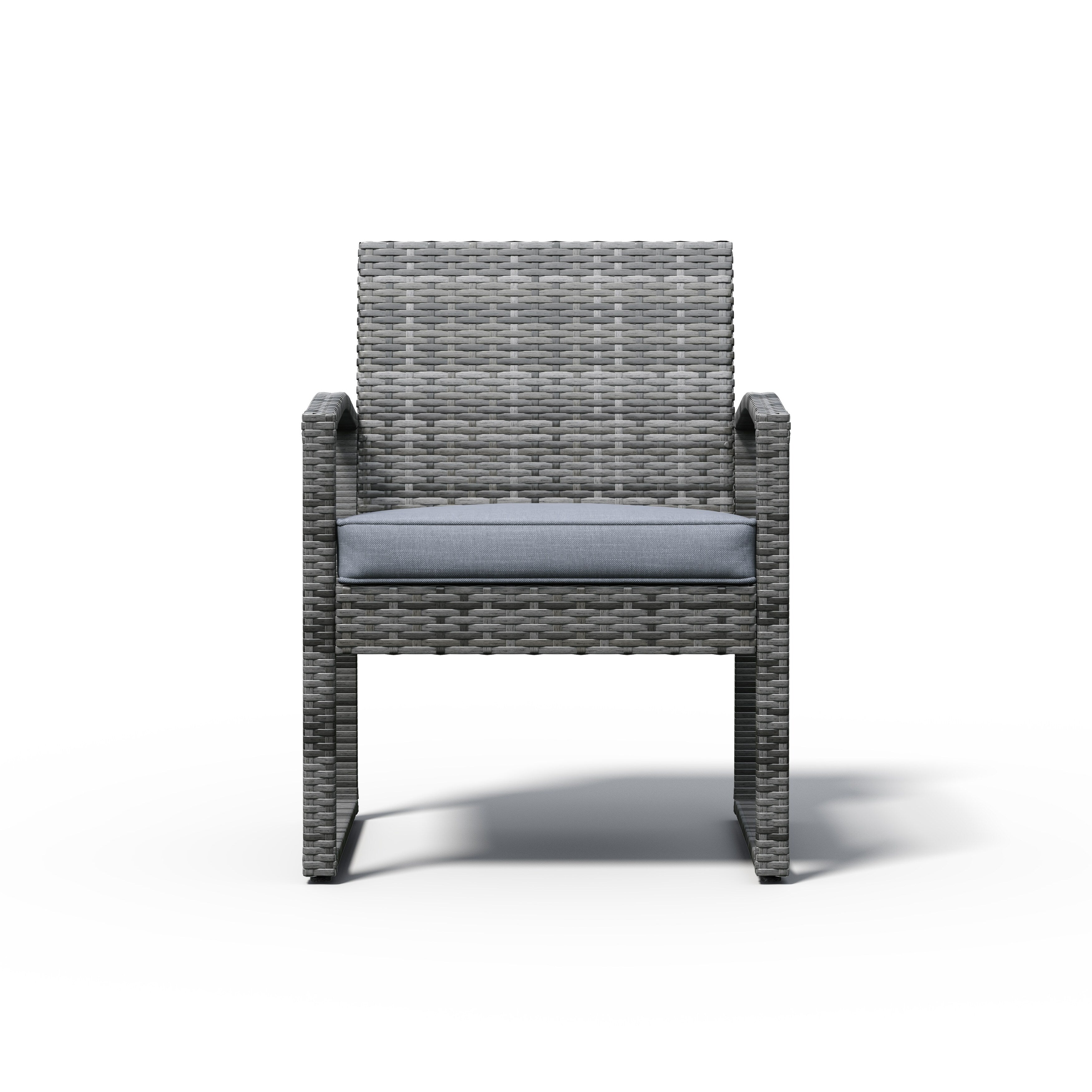 Ensemble de conversation d'extérieur en osier rembourré, 3 pièces