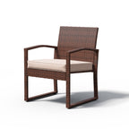 Ensemble de conversation d'extérieur en osier rembourré, 3 pièces