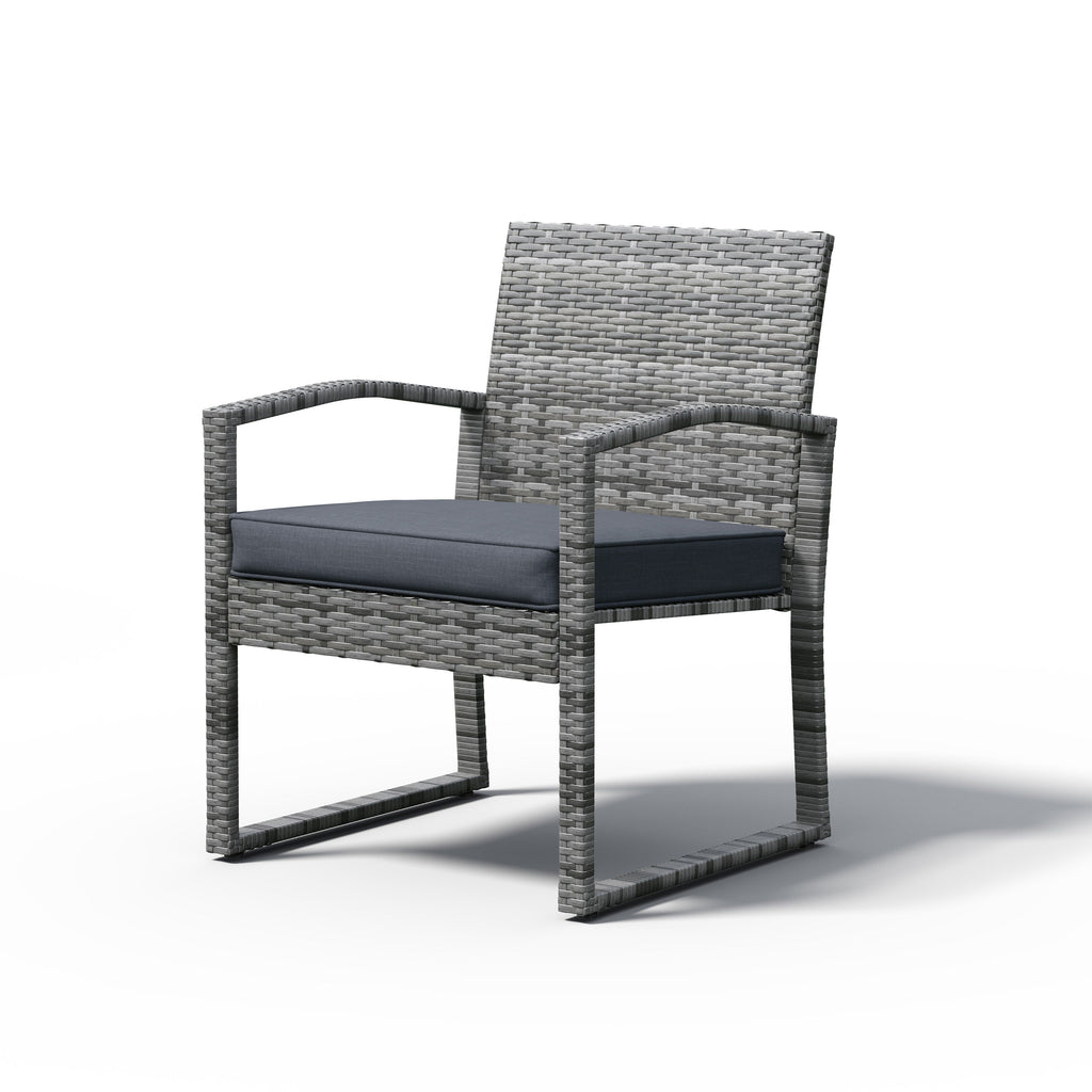 Ensemble de conversation d'extérieur en osier rembourré, 3 pièces