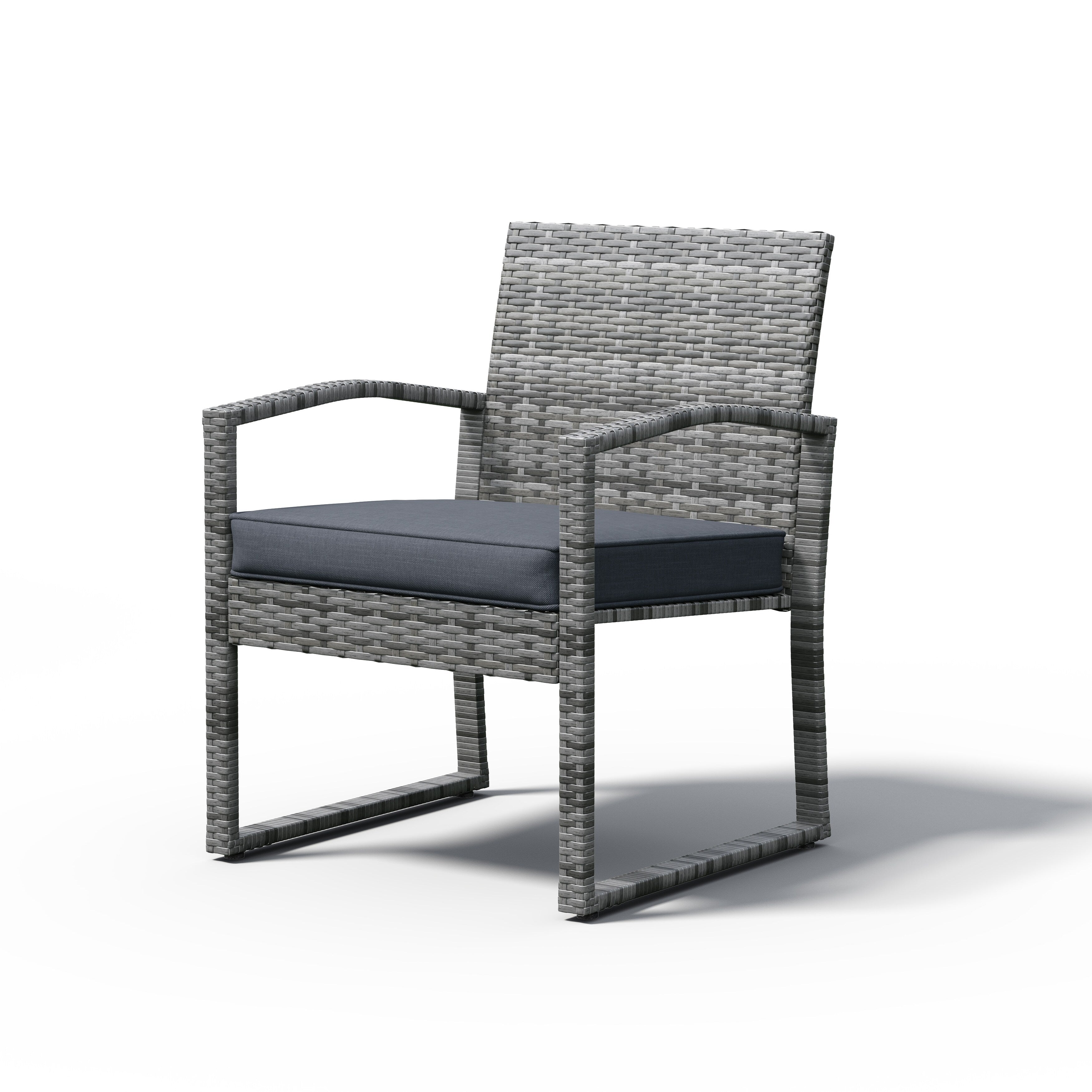 Ensemble de conversation d'extérieur en osier rembourré, 3 pièces