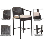 Ensemble de bar d'extérieur 3 pièces avec plateau en fer