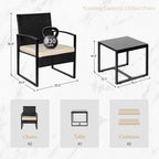 Ensemble de bistrot 3 pièces pour patio, mobilier d'extérieur avec table en verre et salon de jardin en rotin pour véranda, jardin et balcon