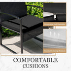 Ensemble de bistrot 3 pièces pour patio, mobilier d'extérieur avec table en verre et salon de jardin en rotin pour véranda, jardin et balcon