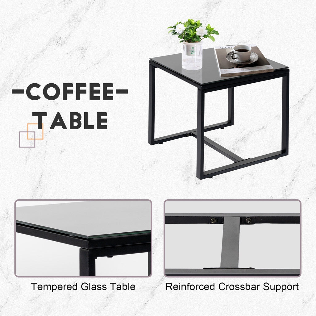 Ensemble de bistrot 3 pièces pour patio, mobilier d'extérieur avec table en verre et salon de jardin en rotin pour véranda, jardin et balcon