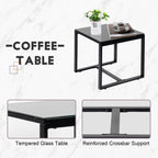 Ensemble de bistrot 3 pièces pour patio, mobilier d'extérieur avec table en verre et salon de jardin en rotin pour véranda, jardin et balcon