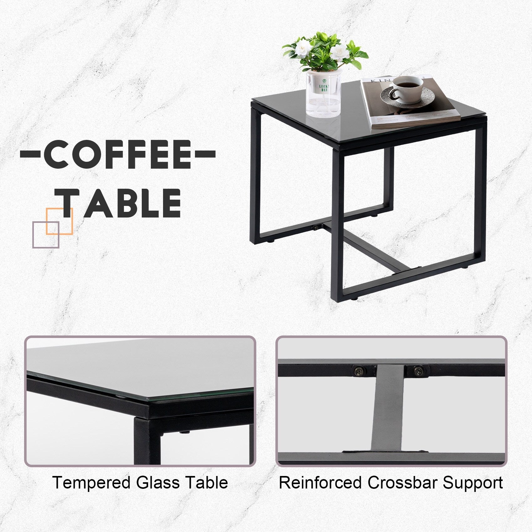 Ensemble de bistrot 3 pièces pour patio, mobilier d'extérieur avec table en verre et salon de jardin en rotin pour véranda, jardin et balcon