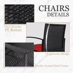 Ensemble de bistrot 3 pièces pour patio, mobilier d'extérieur avec table en verre et salon de jardin en rotin pour véranda, jardin et balcon