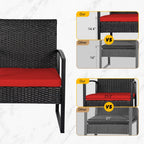 Ensemble de bistrot 3 pièces pour patio, mobilier d'extérieur avec table en verre et salon de jardin en rotin pour véranda, jardin et balcon