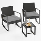 Ensemble de patio en osier 3 pièces avec coussin Ensemble de chaises d'extérieur avec table en verre Chaise en rotin Ensemble de bistrot moderne
