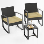 Ensemble de patio en osier 3 pièces avec coussin Ensemble de chaises d'extérieur avec table en verre Chaise en rotin Ensemble de bistrot moderne