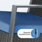 Ensemble de patio en osier 3 pièces avec coussin Ensemble de chaises d'extérieur avec table en verre Chaise en rotin Ensemble de bistrot moderne