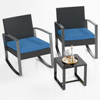 Ensemble de patio en osier 3 pièces avec coussin Ensemble de chaises d'extérieur avec table en verre Chaise en rotin Ensemble de bistrot moderne