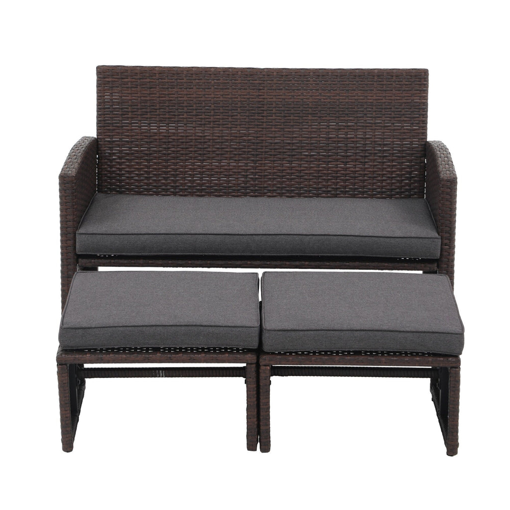 Ensemble de canapés d'extérieur en rotin 3 pièces avec coussins