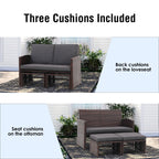 Ensemble de canapés d'extérieur en rotin 3 pièces avec coussins