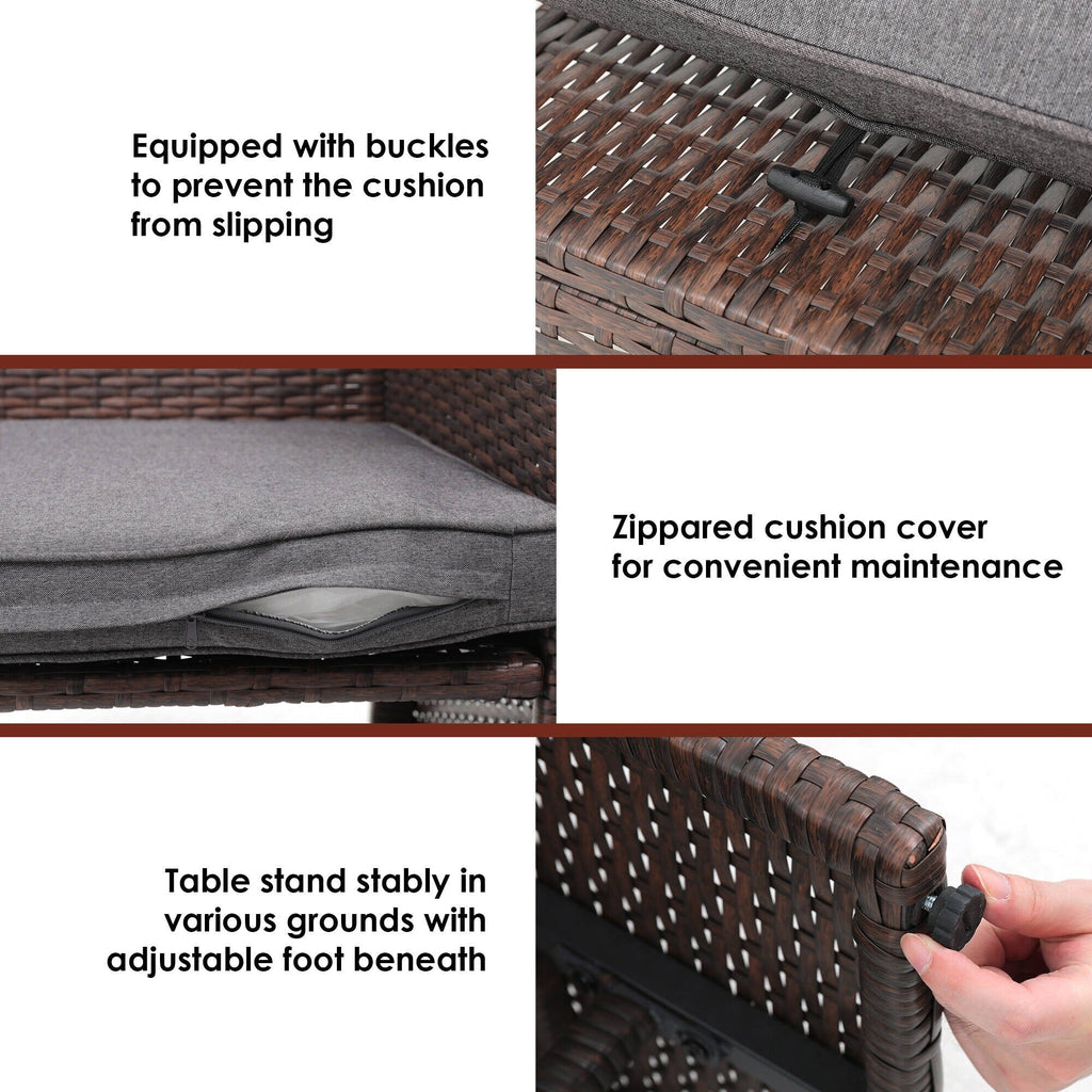 Ensemble de canapés d'extérieur en rotin 3 pièces avec coussins