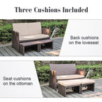 Ensemble de canapés d'extérieur en rotin 3 pièces avec coussins