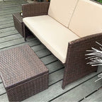 Ensemble de canapés d'extérieur en rotin 3 pièces avec coussins