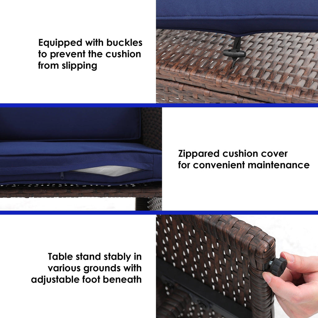 Ensemble de canapés d'extérieur en rotin 3 pièces avec coussins